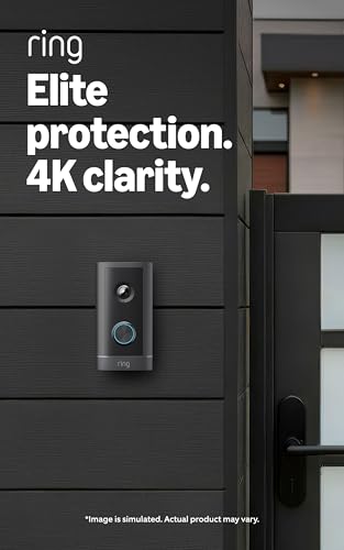 Ring Wired Doorbell Elite , Native Power over Ethernet, Retinal 4K video, Remote Gate Access, 10x Enhanced Zoom, and Low - Detailed View