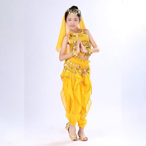 BILIKEYU Little Girls Latin Dance Clothes Sleeveless Tassels Tanks Tops and Pants Sets with Headwear for Kids2