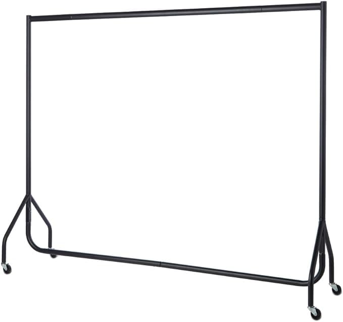My Shopfittings Black Heavy-Duty Clothes Rail Hanging Rail with Wheels 2ft, 3ft, 4ft, 5ft, or 6ft wide AND 5ft High (6ft wide and 5ft high)