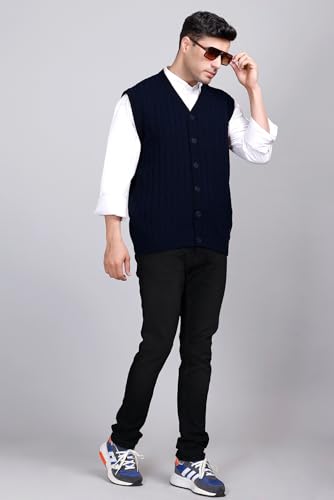 Image of V Neck Cardigans for Men - Woolen Sleeveless Sweater for Man Winter Wear