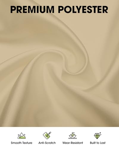 Image of Pureegg Rectangle Table Cloth 60 inch x 102 inch - Durable Polyester Tablecloth Offers Reusable & Washable Protection, Ideal for Outdoor Party, Picnic, Wedding, Banquet and Birthday, 2 Pack, Beige