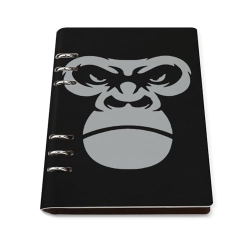バインダーノート ゴリラ フェイス ルーズリーフノート システム手帳 手帳 日記帳 メモ帳 6穴 A5サイズ PUレザー リフィル手帳 文房具 オフィス用品