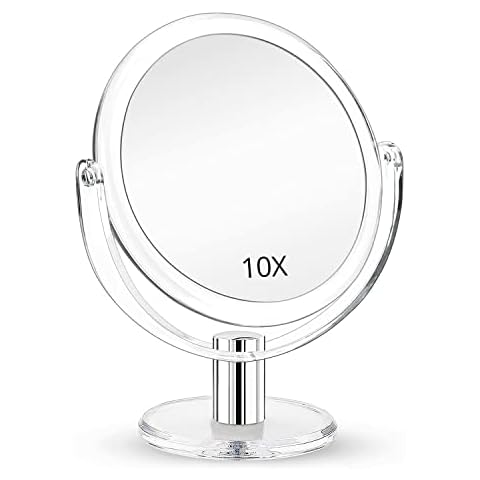 Fabuday Magnifying Makeup Mirror Double Sided, 1X 10X Magnification Mirror, Table Top Vanity Mirror, Transparent Cover