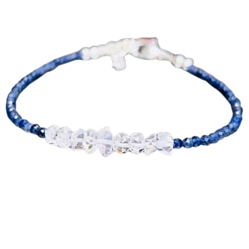 Bracelet diamant Herkimer saphir bleu perles facettées 3-4mm mixte ajustable