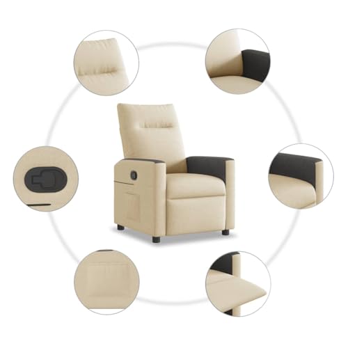 vidaXL Relaxsessel Creme Stoff, Sessel, TV Sessel, Sessel verstellbar, Fernsehsessel, TV-Sessel, Fernsehsessel verstellbar, Sofasessel, Liegesessel – Bild 8