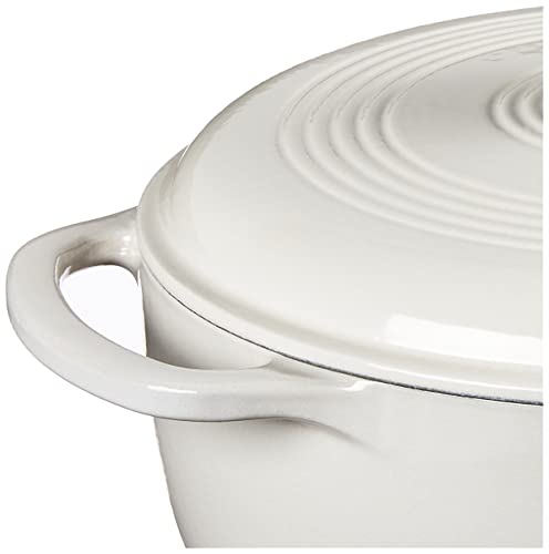 Image of Lodge 4.5 Quart Enameled Cast Iron Dutch Oven with Lid - Dual Handles - Oven Safe up to 500 F or on Stovetop - Use to Marinate, Cook, Bake, Refrigerate and Serve - Oyster White