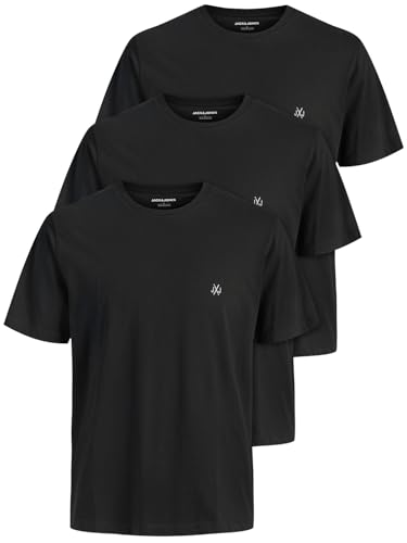 JACK & JONES Herren T-Shirt 3er Pack – Baumwolle, Rundhals, Kurzarm, mit Print – Bequeme Freizeitshirts im modernen Design