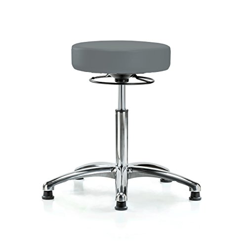 Image of Perch Chrome Medical Stool, 360 Ring, Glides, 20.5 inch-28 inch, Cinder Fabric