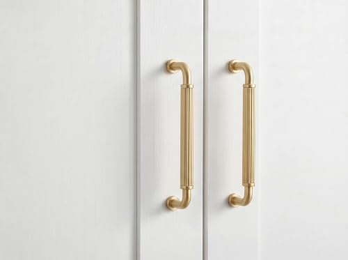 Image of Goo-Ki Champagne Bronze Cabinet Pulls Fluted 5 in Hole Centers, 6 Pack