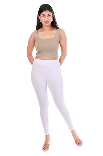 Image of TPF Women Solid Cotton Lycra Stretchable Leggings | Comfortable Ankle-Length Slim Fit Leggings for Women & Girls | Soft, Breathable Wear Bottoms