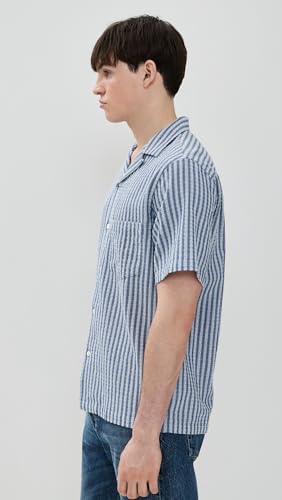 Men's Jacquard Chambray Camp Collar Shirt4