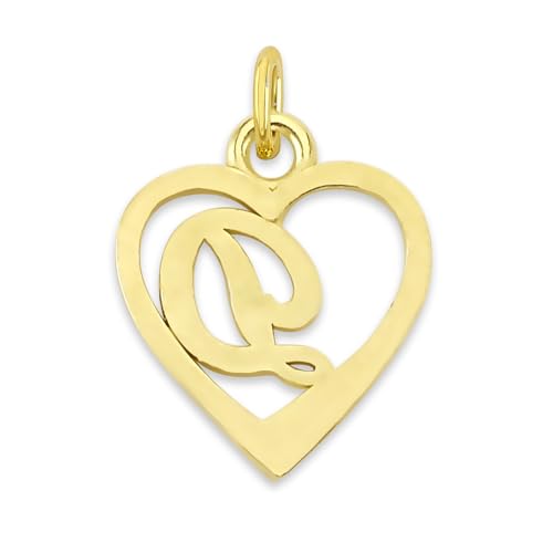 Dainty Solid 10k Gold Heart Initial Charm with Jump Ring3