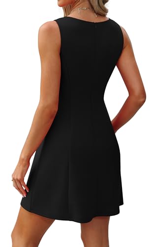 WIHOLL Women's Summer A-Line Sleeveless Boat Neck Mini Dress Club Party Little Short Dresses4