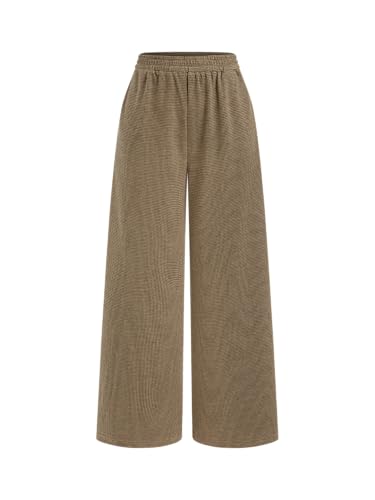 Image of CIDER Women Leopard Print Wide Leg Lounge Pants Sweatpants Elastic Waist Casual Trousers with Pockets