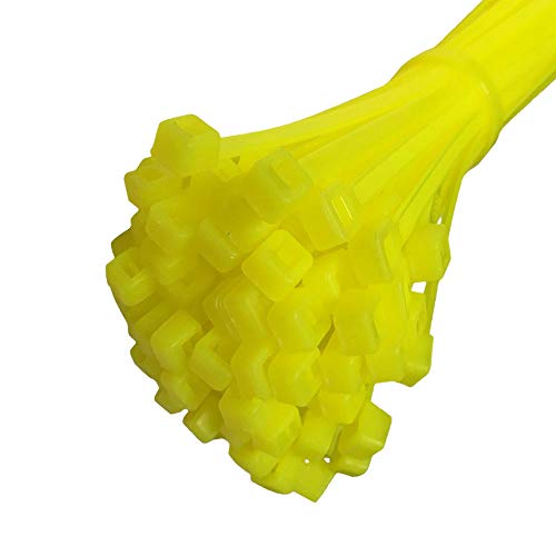 KafTon 50 Pack || Fluorescent Cable Ties Nylon Plastic Blue Green Orange Pink Yellow