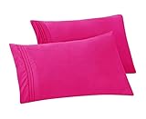 Elegant Comfort Solid Pillowcases 1500 Premium Hotel Quality Microfiber - Smooth Weave, Wrinkle and Stain Resistant, Easy Slip-On, 2-Piece Set, Standard/Queen Pillowcase, Pink