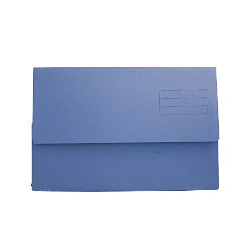 Exacompta - Ref DW250-BLUZ - Guildhall - Plain Document Wallet, 345x245mm, Holds 200 Sheets, 250gsm Medium Weight Premium Quality Manilla, Holds A4 & Foolscap Documents - Blue, Pack of 50