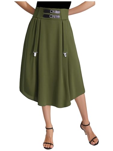 CHICTRY Women's Renaissance High Waist Vintage Skirt Elastic Waist & Adjustable Hem for Prom Party2