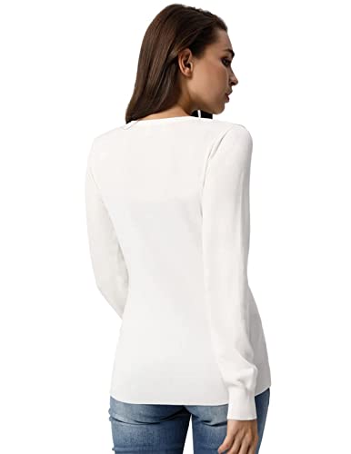 Grace Karin Women's Crew Neck Button Down Cardigan Classic Lightweight Knit Soft Long Sleeve Cardigan Sweaters Tops X-Large White #TOP6