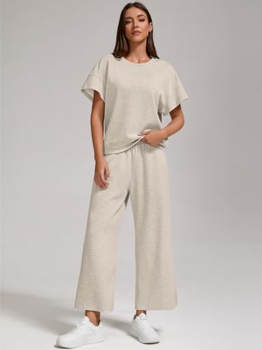 ZFLM Women's 2 Piece Lounge Set Fashion Travel Outfits Vacation Loungewear Comfy Wide Leg Tracksuit S-2XL2