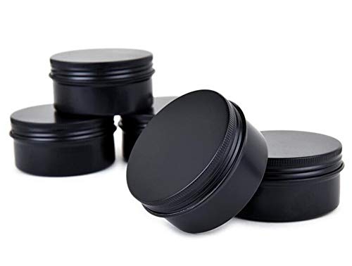 3 oz.Tins Black Aluminum Metal Tin Round Screw Top Lid Containers Jars Metal Storage Tin Jars Aluminum Tin Cans Travel Storage Tins,for Lip Balm DIY Cosmetics Salves, 3oz./3 Ounce/90 ML,18 Pack4