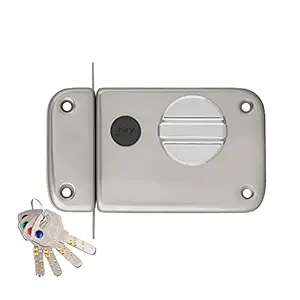 Godrej Rim Lock I Ultra XL+ I 1CK Deadbolt I Satin Steel Finish I for Inside/Outside Opening Door & Left/Right Handed Doors I 4 Keys I 5 Year Warrenty I Manual Locking