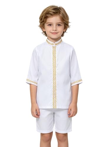Robe musulmane pour garçons coupe kaftan traditionnel en textile doux