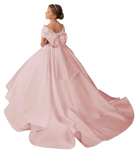 Girls Long Miss National Pageant Dresses Bow Princess Flower Girl Birthday Ball Gowns Daddy Daughter Dance Dress