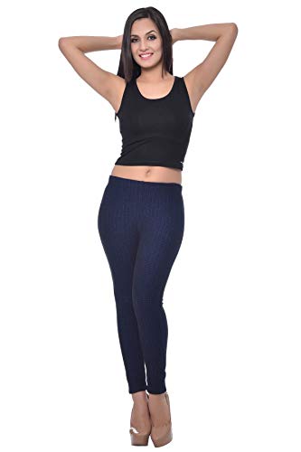 Image of Frenchtrendz Women's Cotton Spandex Jacquard Stretchable Slim Fit Jegging with Back Pockets