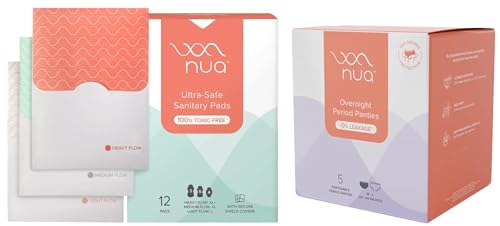 Nua Disposable Period Panties (M-L) 5pcs + Ultra Safe Sanitary Pads (3XL+, 5XL, 4L) 12pcs| COMBO PACK | For Heavy Flow | Rash-free | Leakproof | Toxin Free