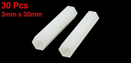 Sourcingmap 30mm M3 Female Thread White Nylon Hex PCB Spacer Standoff Pack of 20 - Image 2