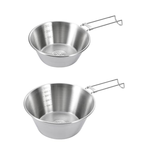 304ステンレス製 シェラカップ 折りたたみ式 アウトドア キャンプ 弁当箱 軽量 収納容器 ランチボックス 登山 ピクニック 調理器具 食器 ハイキング 300/500ml 2個セット