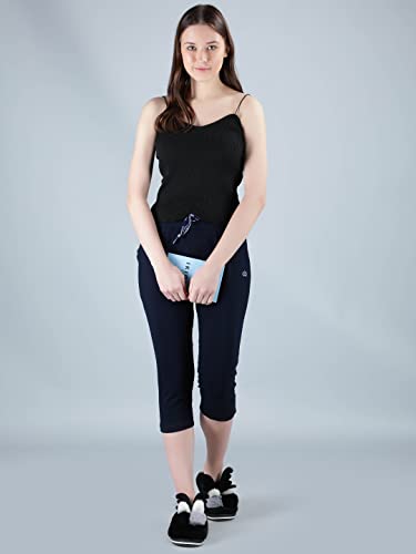 Image of Club A9 Womens Regular Fit Solid Cotton Capri Pants for Daily Casual Wear
