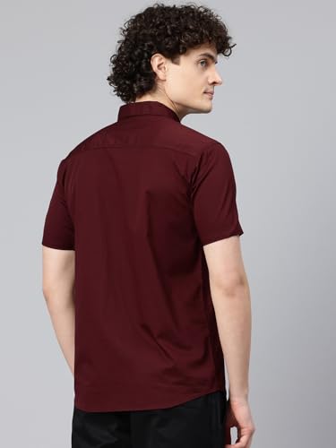 Image of Majestic Man Slim Fit Pure Cotton Half Sleeve Solid Casual Shirt