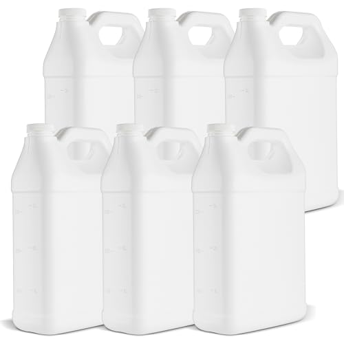 kitchentoolz Empty Gallon Jugs - 1 Gallon Plastic HDPE Storage Containers with Secure Screw Lids - Reusable Water Storage Bottles for Home, Pantry, Gardening & Household Utility Use - Pack of 6