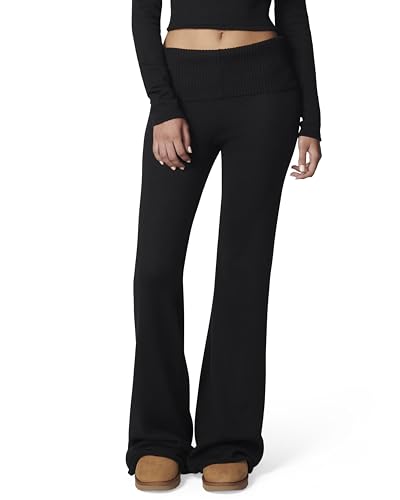 florence by mills Fold Over Waistband Wide Leg Pant Pantalones Informales, Negro, S para Mujer