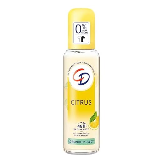 CD Ekologisk deodorant "Citrus", 75 ml, pumpsprejflaska utan aluminiumsalter, långvarigt skydd för 24 timmar, vegansk hudvårdsprodukt, lämplig för känslig hud