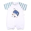 Macacão Bebê Menino Curto em Suedine 100% Algodão – Manga Listrada Baleia com Bordados Aplicados (BR, Alfa, M)