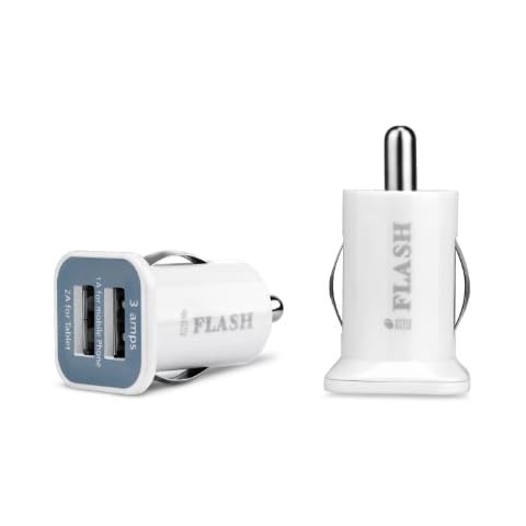 iFlash Dual USB Car Lighter Charger Adapter with 3A Output - fast Heavy Duty Ouput - Support Apple iPad Pro / Air 2 / mini 2/3/4 iPhone X / 8 Plus / 7 / 6S Plus / 6 / SE /5S (White) Cover