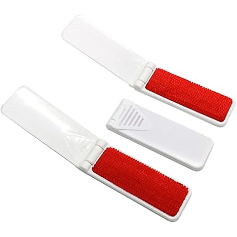 GARASANI Portable and Foldable Plastic Fold Clothing Dust Brush Pet Hair Remover Manual Sofa Bed Dry Cleaning Fabric Fluff Lint Cleaning Tool 3Pcs (Folder Type Gray) Cover