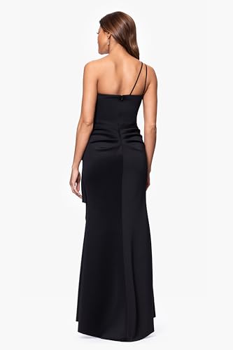 Image of Xscape Women's Long Lace Sequin Side Ruched Dress