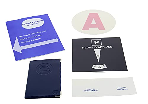 Color Pop 550044 Kit Complet Jeune conducteur : Porte papiers de Voiture, Constat, Vignette Assurance, Disque de stationnement, A Electrostatique, Bleu