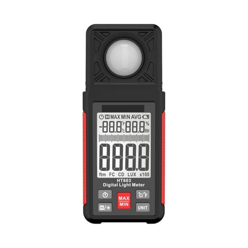 デジタル照度計 ライト HT-603 メーター 200,000 ルクス LCD バックライトディスプレイ 周囲湿度および温度計