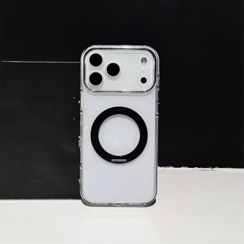 Coque rigide iPhone 15 Pro Max transparente noire avec anneau arrière de support