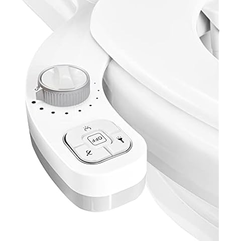 SAMODRA 8.0 Bidet Attachment with Hot Water, Bidet Insert for Toilet with Retractable Self-Cleaning Double Nozzles, Posterior & Feminine Wash, Butt Shower, Taharet Toilet Attachment (White) Cover