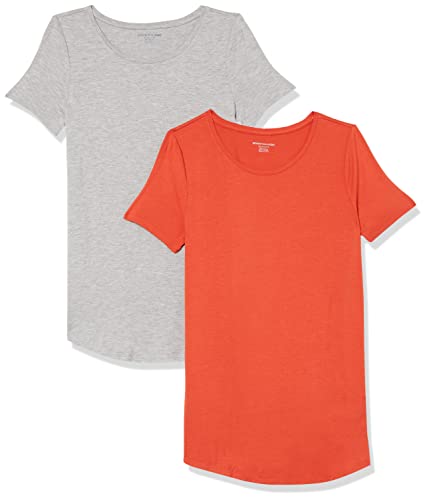 Amazon Essentials Femme 2 tuniques sans manches encolure dégagée, gris/rouge, grande