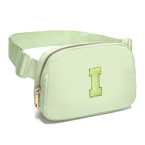 Image of Gitus Gifts for 8 9 10 11 12 Year Old Girls Belt Bag Fanny Pack Crossbody Bags with Initial Letter Patch Cute Stuff Birthday Gifts for Teen Girls Women Personalized Trend Stuff (Light Green-I)