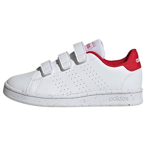 Adidas Mixte Enfant Advantage Lifestyle Court Hook-and-Loop Shoes, Cloud White/Cloud White/Scarlet, 33 EU