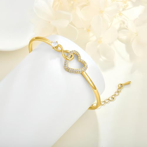 Image of To My Daughter Forever Connected Bracelet, Infinity Forever Love Heart Bracelets You Are Always In Mine From Mom Cubic Zirconia Adjustable Inspirational Gift Jewelry