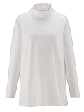 Basic Must-Have MIAMODA Damen T-Shirt Langarm mit Rollkragen in Creme-Weiß aus Baumwolle mit Rollkragen aus Single Jersey